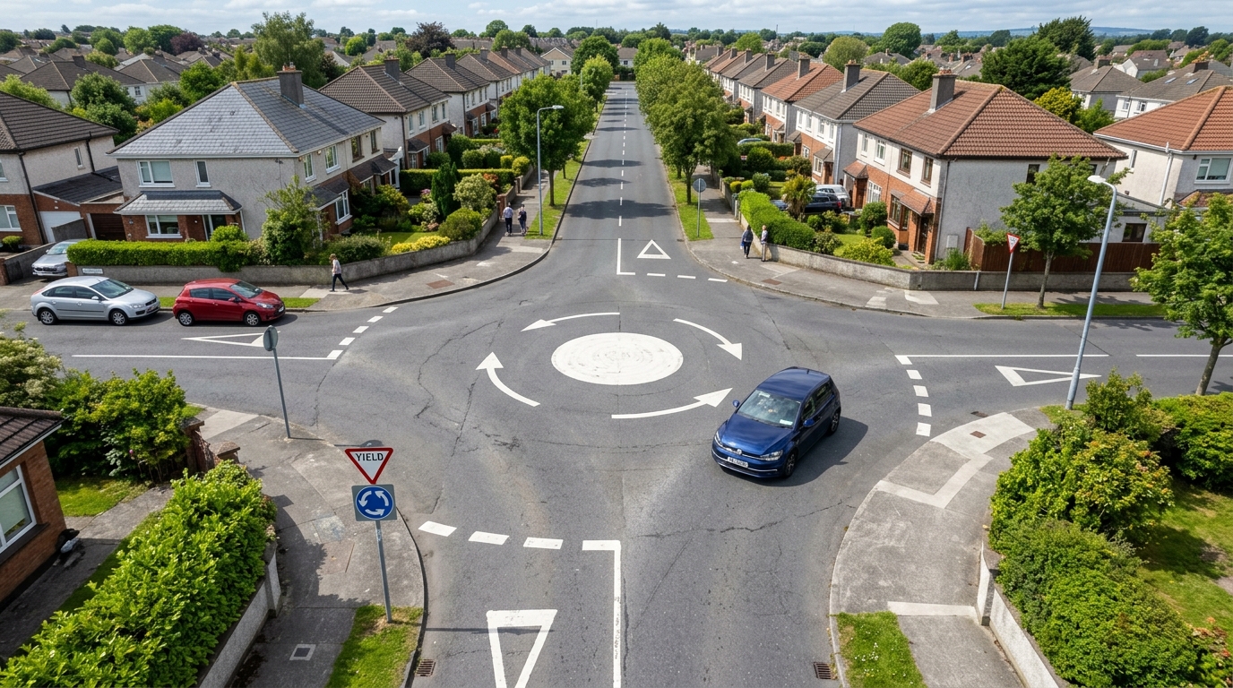 How to Navigate Roundabouts in Ireland: Standard vs. Mini Roundabout Rules