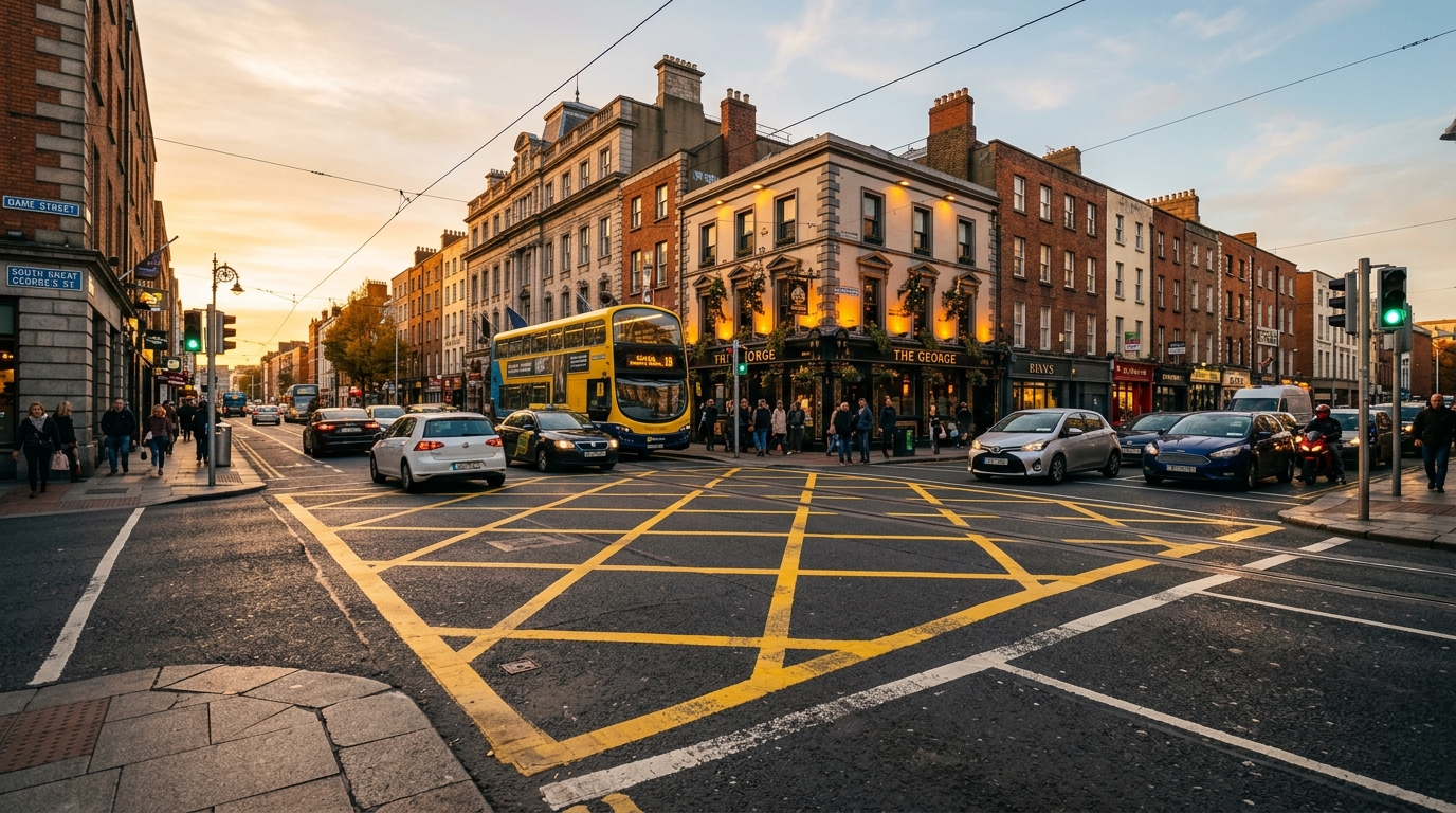 Irish yellow box junction explained with traffic