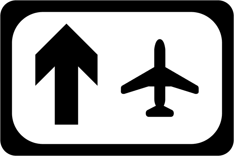 Irish Traffic Sign: Airport Advance Direction A common road sign in Ireland for airport advance direction. Driving Theory Test revision.