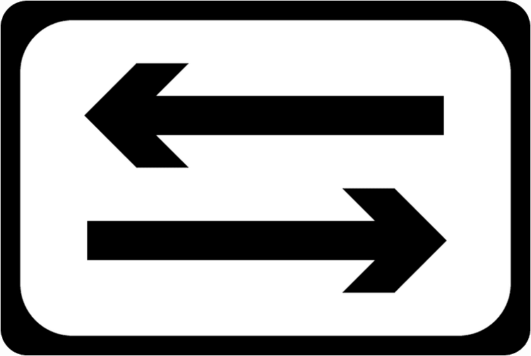 Irish Traffic Sign: Both Ways A common road sign in Ireland for both ways. Driving Theory Test revision.