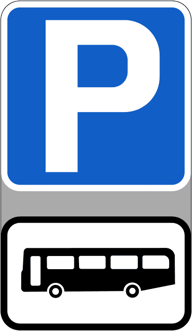 A common road sign in Ireland for bus parking. Driving Theory Test revision.