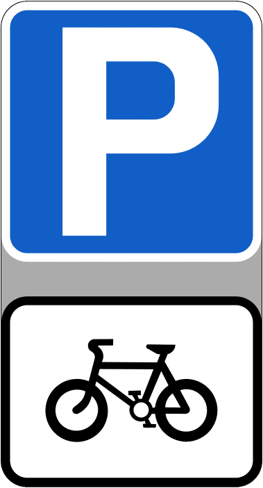 Irish Traffic Sign: Cycle Parking A common road sign in Ireland for cycle parking. Driving Theory Test revision.