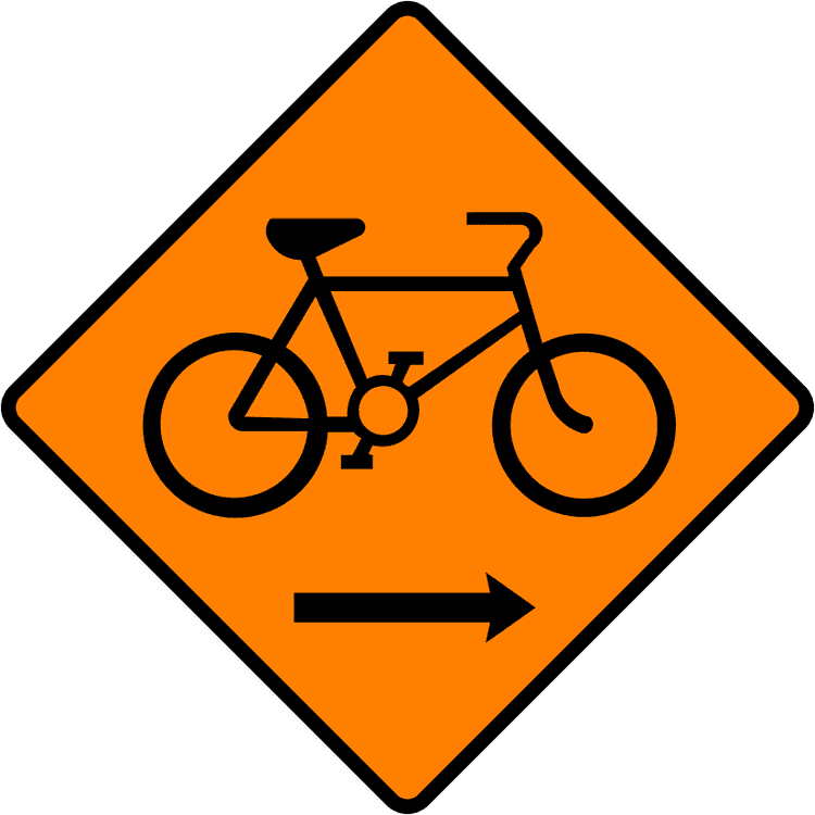 A common road sign in Ireland for cyclists keep right. Driving Theory Test revision.