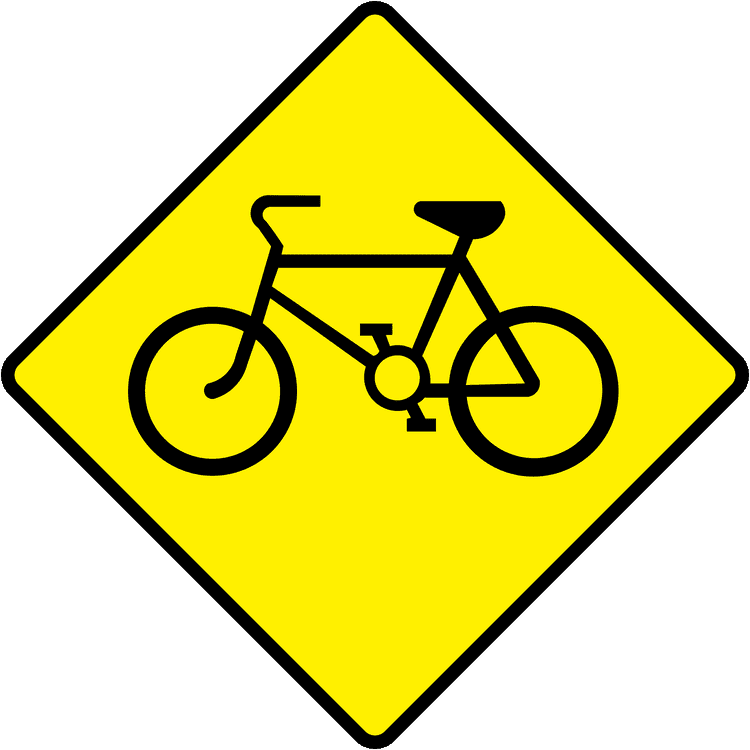 Irish Warning Sign: Cyclists - Driving Theory Test Prep A triangular warning traffic sign in Ireland depicting cyclists. Memorize for DTT.