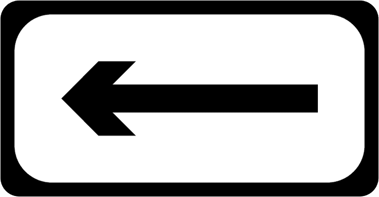 A common road sign in Ireland for direction - left. Driving Theory Test revision.