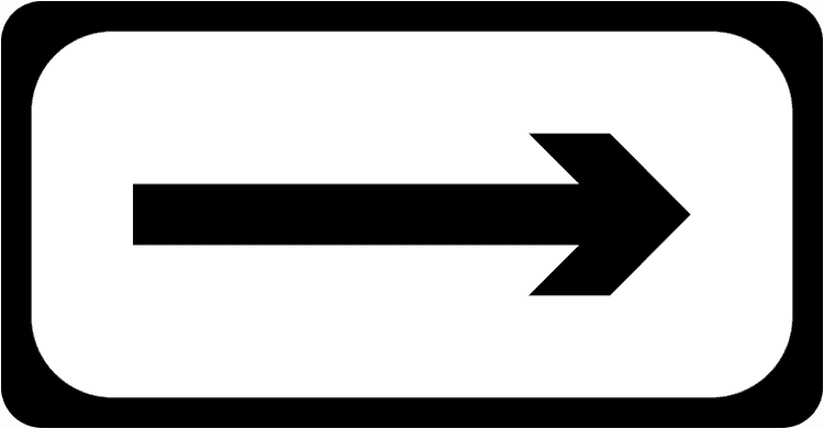 A common road sign in Ireland for direction - right. Driving Theory Test revision.