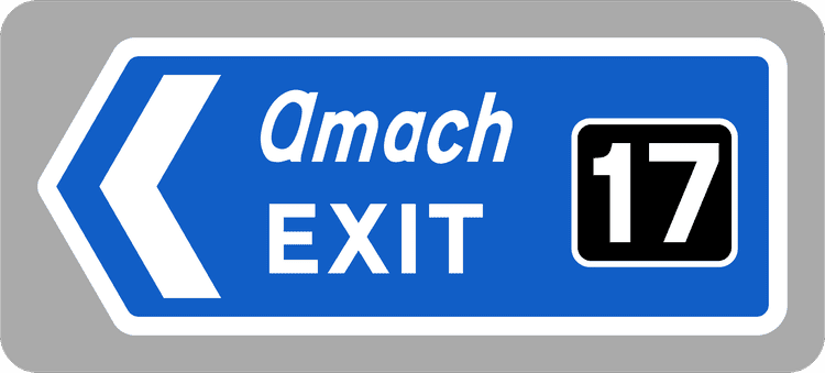 A common road sign in Ireland for exit sign (motorway). Driving Theory Test revision.