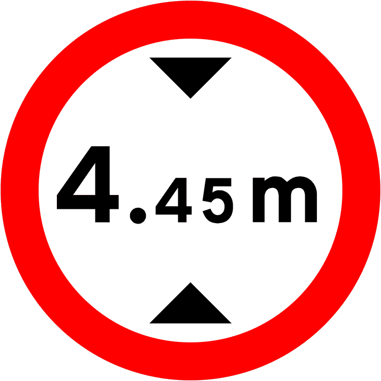 A regulatory road sign in Ireland enforcing height restriction. Essential for the Driving Theory Test.