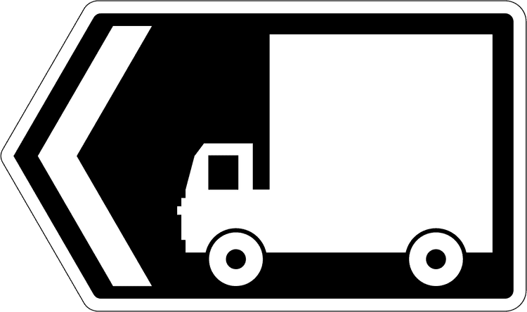 A common road sign in Ireland for high vehicle direction. Driving Theory Test revision.