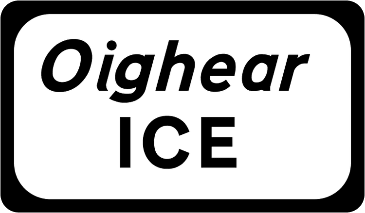 A common road sign in Ireland for ice. Driving Theory Test revision.