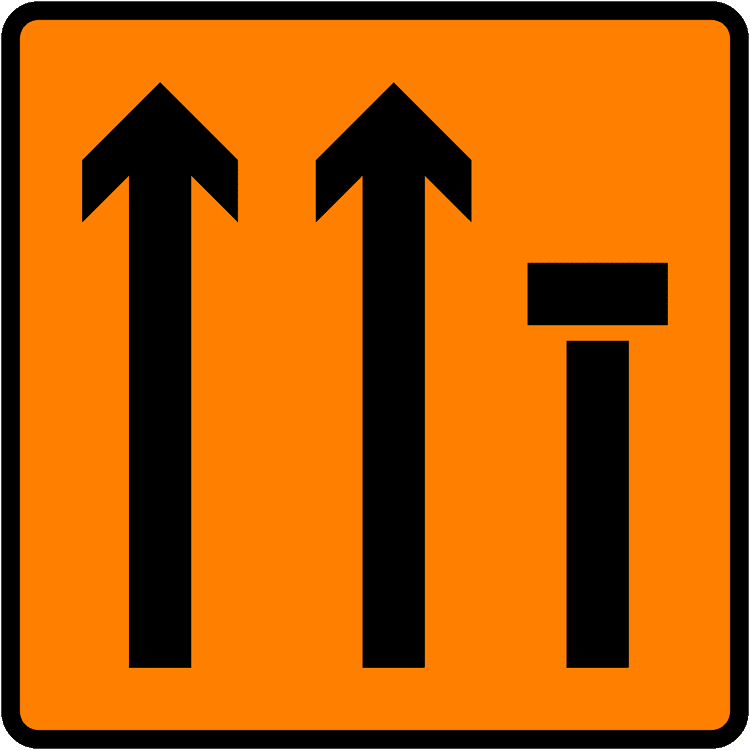 Irish Traffic Sign: Lane 3 of 3 Closed (Level 3) A common road sign in Ireland for lane 3 of 3 closed (level 3). Driving Theory Test revision.