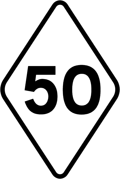 A regulatory road sign in Ireland enforcing lrt speed limit. Essential for the Driving Theory Test.