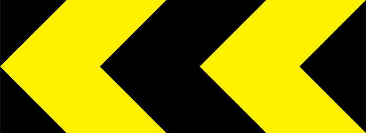 A triangular warning traffic sign in Ireland depicting multiple chevrons (two) - left. Memorize for DTT.