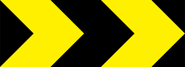 Irish Warning Sign: Multiple Chevrons (Two) - Right - Driving Theory Test Prep A triangular warning traffic sign in Ireland depicting multiple chevrons (two) - right. Memorize for DTT.