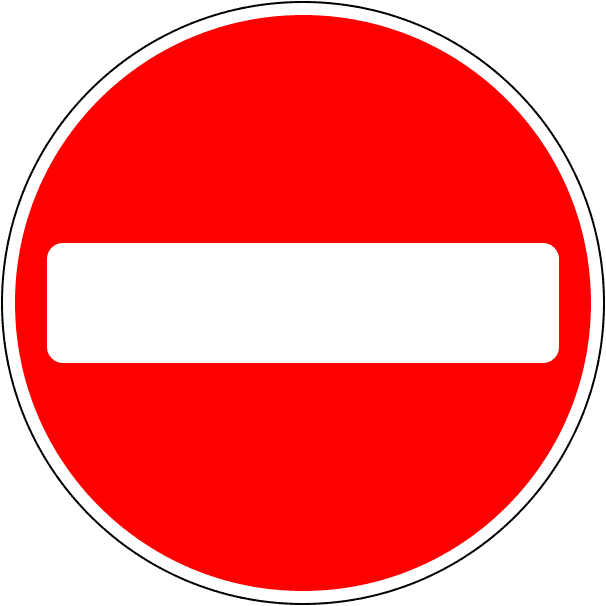 Ireland Regulatory Sign: No Entry (DTT Rules) A regulatory road sign in Ireland enforcing no entry. Essential for the Driving Theory Test.
