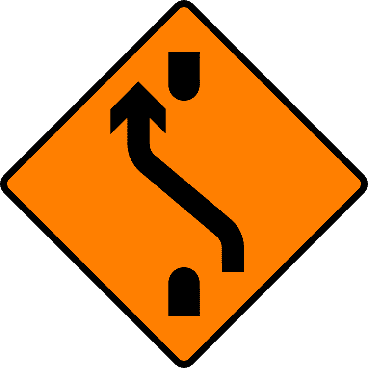 A common road sign in Ireland for one-lane crossover (back). Driving Theory Test revision.