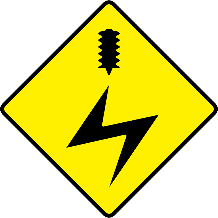 Irish Warning Sign: Overhead Electrical Cables - Driving Theory Test Prep A triangular warning traffic sign in Ireland depicting overhead electrical cables. Memorize for DTT.