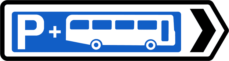 Irish Traffic Sign: Park and Ride Direction A common road sign in Ireland for park and ride direction. Driving Theory Test revision.