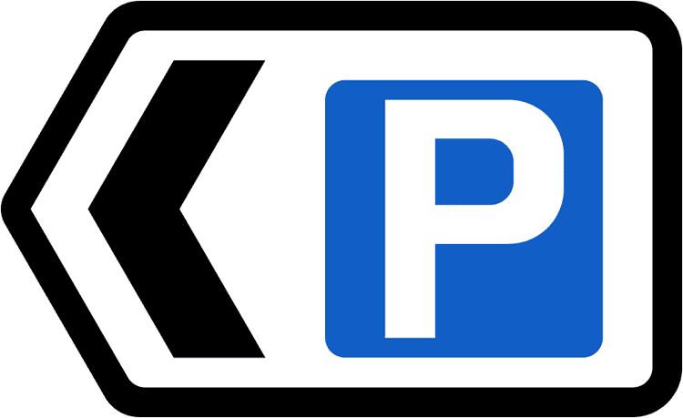 A common road sign in Ireland for parking direction. Driving Theory Test revision.