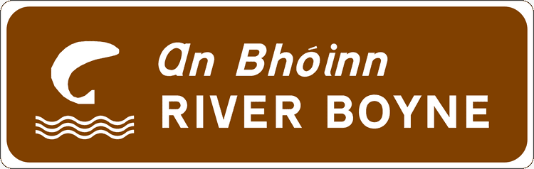 Irish Traffic Sign: River Name Sign with Symbol A common road sign in Ireland for river name sign with symbol. Driving Theory Test revision.