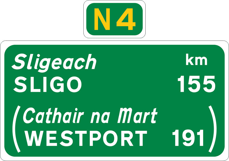 A common road sign in Ireland for route confirmatory sign (national road). Driving Theory Test revision.