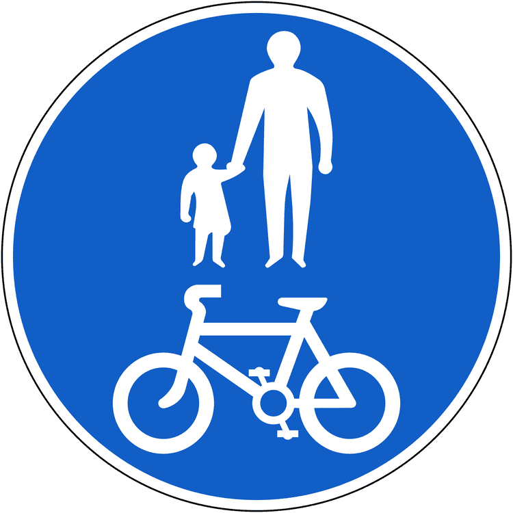 Ireland Regulatory Sign: Shared Route for Pedal Cycles and Pedestrians (DTT Rules) A regulatory road sign in Ireland enforcing shared route for pedal cycles and pedestrians. Essential for the Driving Theory Test.