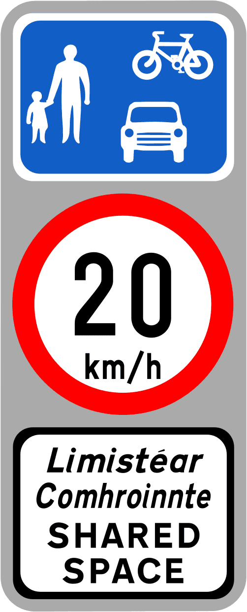 A common road sign in Ireland for shared space. Driving Theory Test revision.