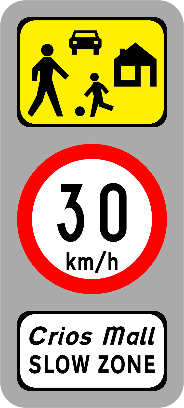 A common road sign in Ireland for slow zone. Driving Theory Test revision.