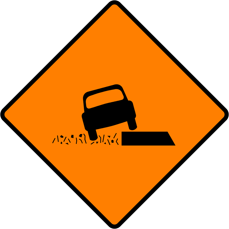 A common road sign in Ireland for soft verge. Driving Theory Test revision.
