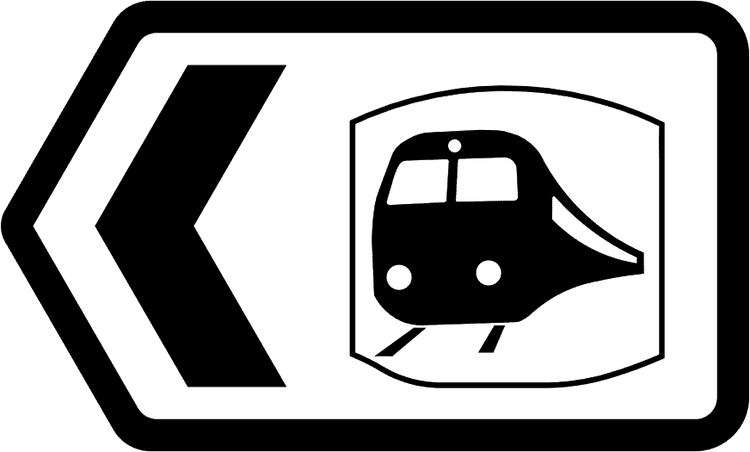 A common road sign in Ireland for station direction. Driving Theory Test revision.