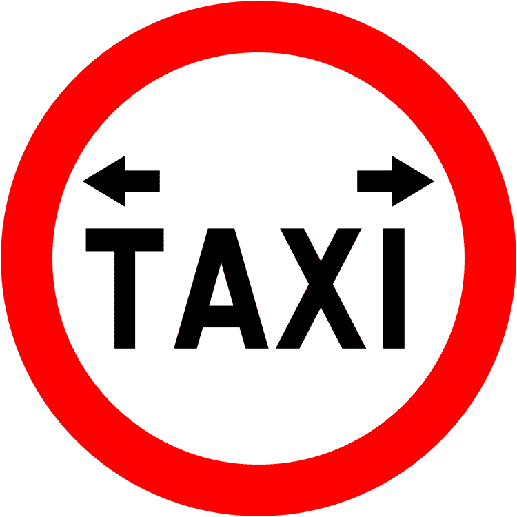 A regulatory road sign in Ireland enforcing taxi stand. Essential for the Driving Theory Test.
