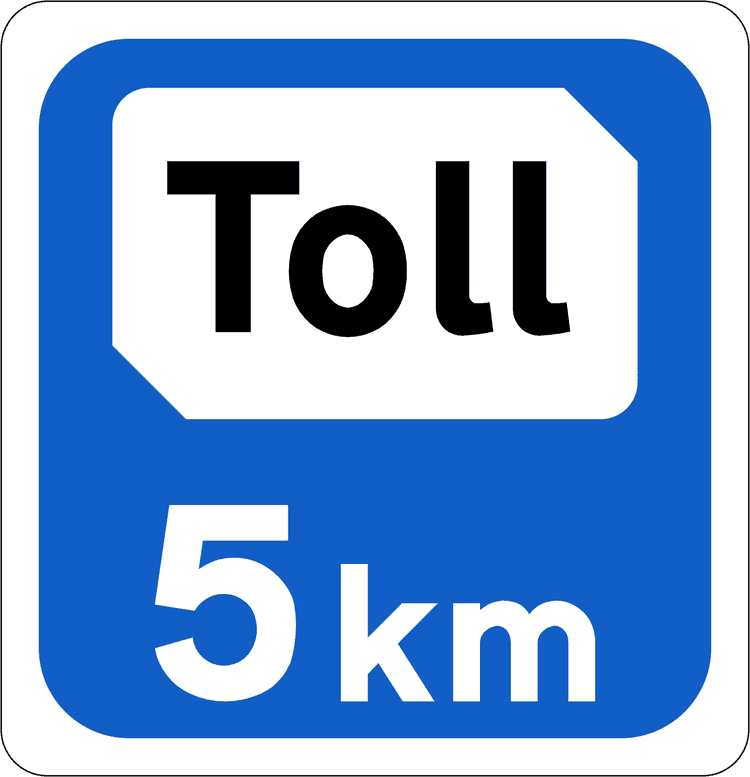 A common road sign in Ireland for toll plaza ahead. Driving Theory Test revision.
