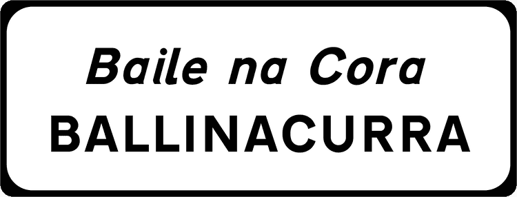 A common road sign in Ireland for town and village sign (regional local road). Driving Theory Test revision.