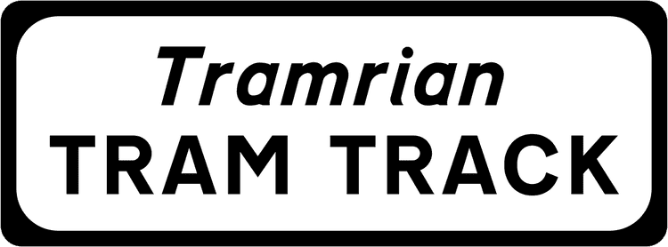 A common road sign in Ireland for tram track. Driving Theory Test revision.