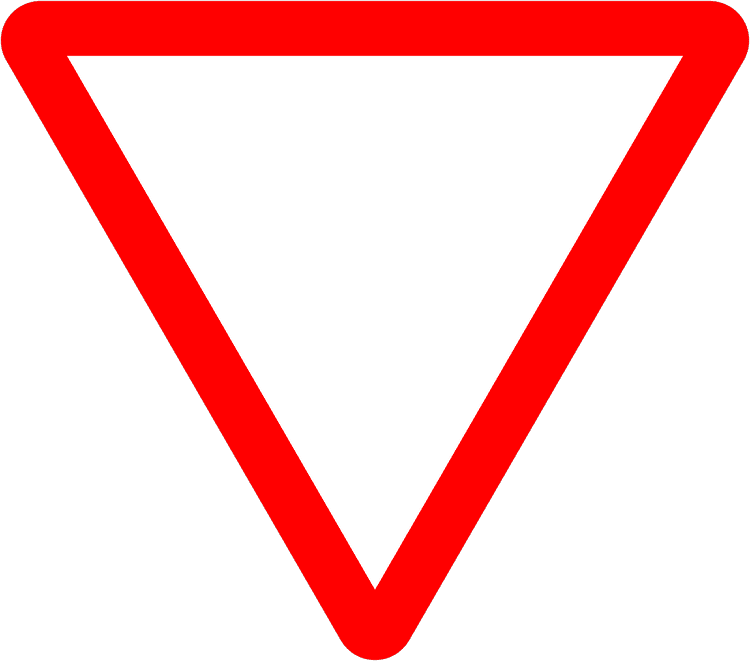 Irish Warning Sign: Yield Ahead - Driving Theory Test Prep A triangular warning traffic sign in Ireland depicting yield ahead. Memorize for DTT.